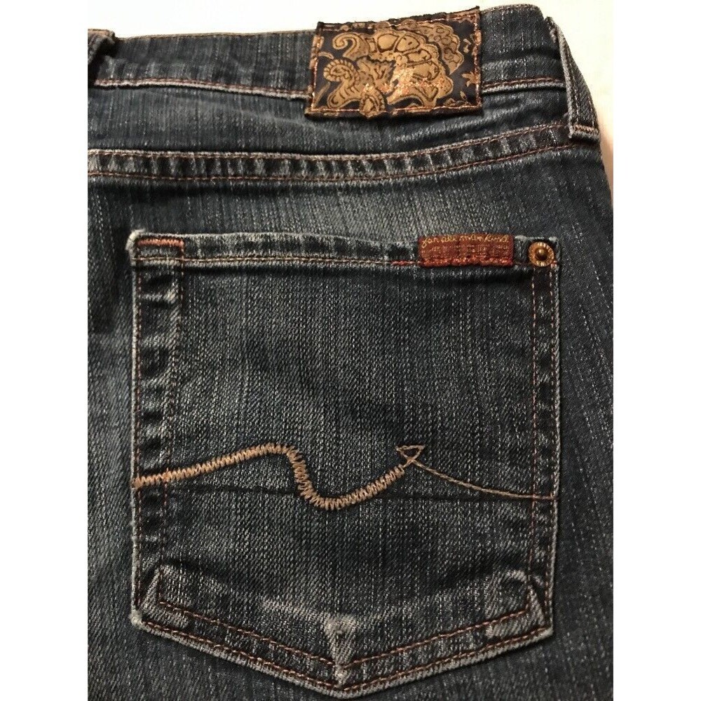 7 For All Mankind Women's Jeans Bootcut Stretch Distressed Frayed Size 28 X 31"